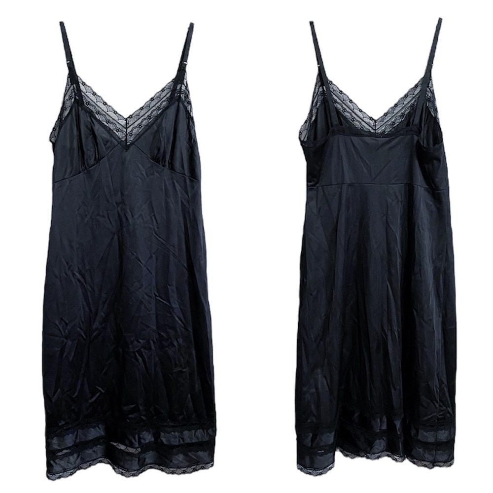 Sliperfection Vintage Slip Lace Accents Straps Black Size 34 Whimsigoth Slinky